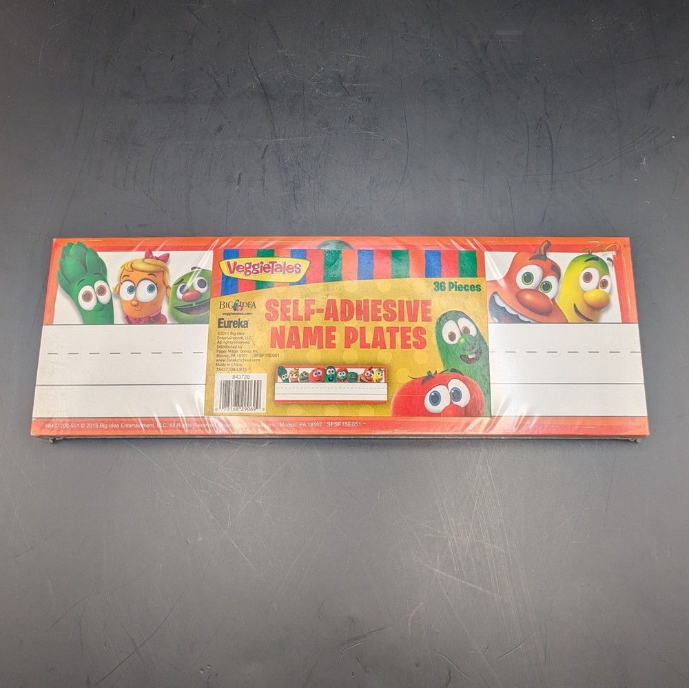 VeggiesTales Eureka 36 Self Adhesive Name Plates New School Classroom