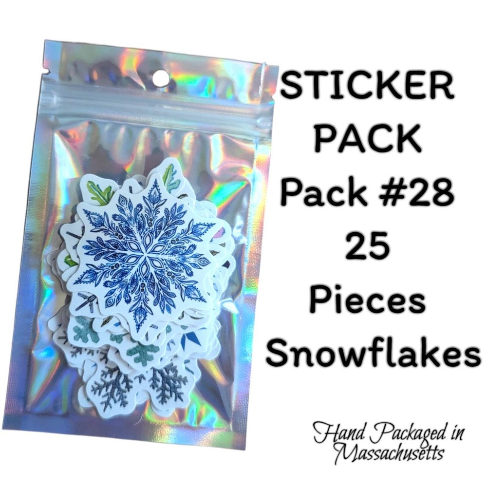 STICKER PACK – Pack #28 – 25 Pieces – Snowflakes