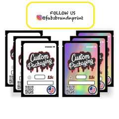 Custom Mylar Bag UV Printed Labels/Sticker (3.5G, 7G, Ib) Send Us Your Design