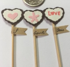 I LOVE YOU CHOCOLATE LOLLIPOP Embellishments(3pc)Jolee’s•Valentine •Candy•Hearts