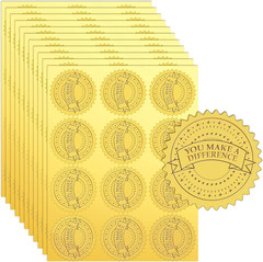 360 Pcs Gold Foil Embossed Certificate Seals 2″ Round You Make a Difference Self