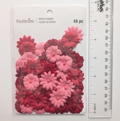 Red & Pink Button Daisies Paper Flowers Scrapbook Embellishments Recollections