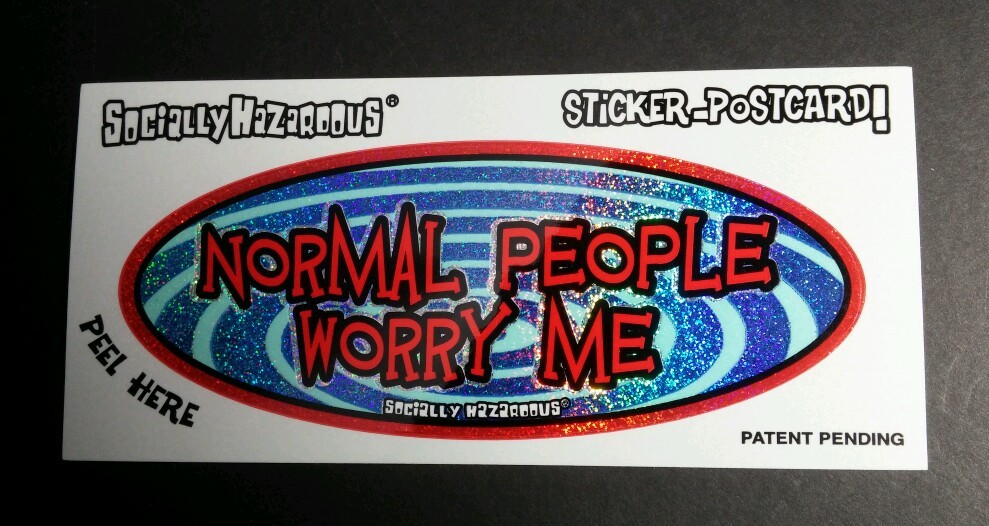 NORMAL PEOPLE SCARE ME POSTCARD METALLIC BLUE 3×6.5 MUSIC STICKER