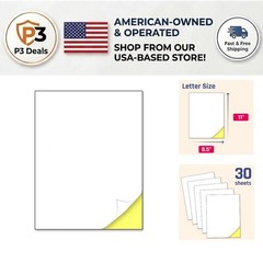 30 Sheets Self-Adhesive Matte Printable Sticker Paper for Inkjet/Laser Printing