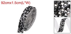 3/5 Inch x 1 Yard Crystal Rhinestone Sticker Ribbon Silver Black