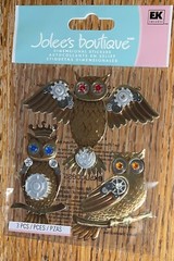RARE Jolees ~ Steampunk Owls ~ On Branches With Gem Eyes Card Scrapbook Stickers