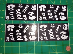 Halloween Boo Stickers Lot 4 Black White Eyes Decals Sheet Cartoon Vinyl Cute