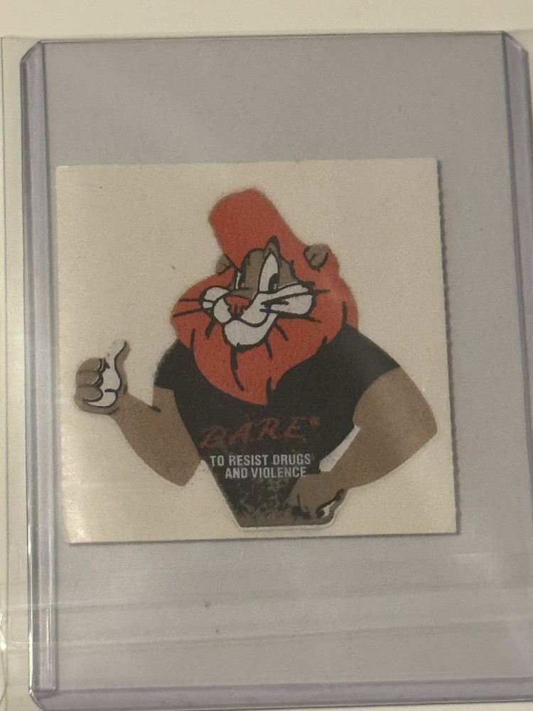 Vintage Personal Expressions D.A.R.E. Dare Lion Fuzzy Sticker Daren The Lion