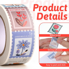 500PCS Cartoon Floral Stamp Stickers – 10 Styles for Scrapbooking and Crafting