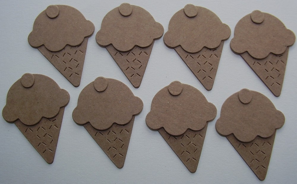 {8} ICE CREAM CONES – Birthday Bare Unfinished Chipboard Die Cuts – 2 7/8″