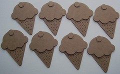 {8} ICE CREAM CONES – Birthday Bare Unfinished Chipboard Die Cuts – 2 7/8″