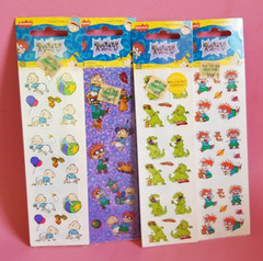 4 NEW 1997 Rugrats SandyLion Nickelodeon Stickers Glow In The Dark Holographic