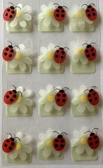 VELLUM LADYBUG & FLOWER PHOTO CORNER Dimensional Stickers(12pc)Bugs•Card Making