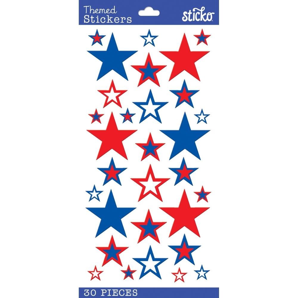 Crafts Stickers Sticko Red White Blue Stars July 4th Various Sizes