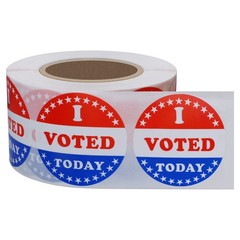 I Voted Today with Red, White, and Blue Circle Stickers 1.5 Inch round 500 Label