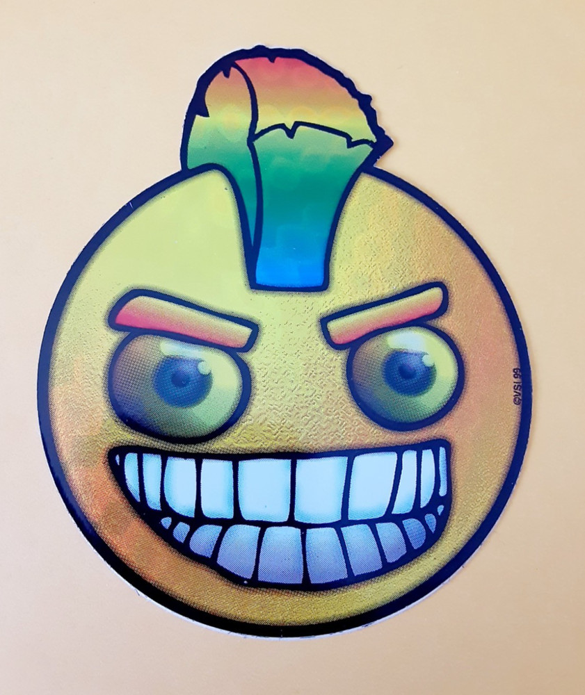 vintage VSi hologram happy face mohawk vending machine sticker