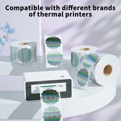 Holographic Thermal Labels 2» Flower Stickers for Thanks Card Logo Tag 400/Roll