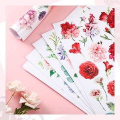 Vintage Floral Rub-On Transfers – 6 Sheets Spring Flowers Decals for DIY Crafts,