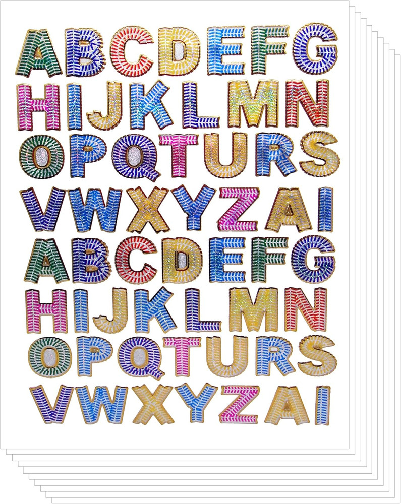 A-Z Colorful Decorative Stickers – Primary Alphabet Letters Label (Pack of 10 Sh