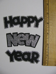 HAPPY NEW YEAR Die Cuts 3 Pieces Cardstock & Glitter Paper NEW