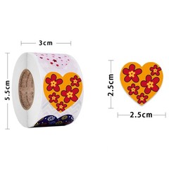 500Pcs Heart Stickers Valentines Day Round Stickers Roll 1 Inch Heart Shape J…
