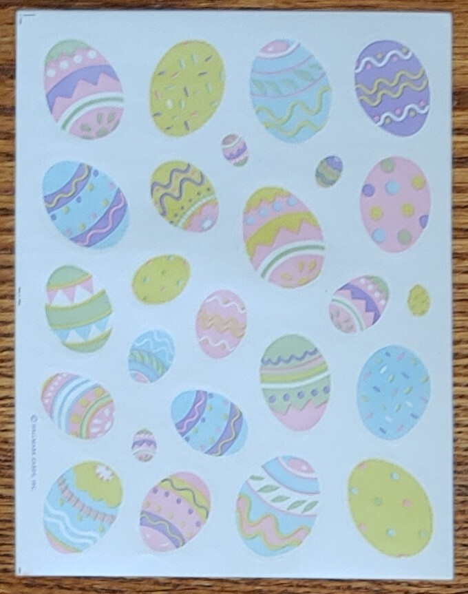 Vintage Hallmark Easter Eggs Purple Pastel Pink 25 Stickers Scrapbook Journal