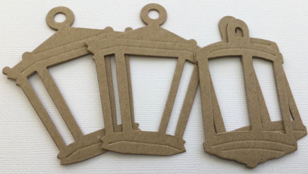 {4} *HANGING LANTERNS* Bare Lamp Light – Vintage Chipboard Die Cuts – 2 of Each