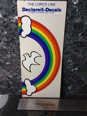 Vintage Stickers Rainbow Clouds Clear Decal Bumper Sticker Religious Jesus 1979