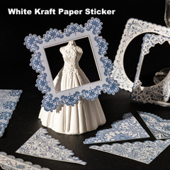 90PCS Vintage Lace Frame Stickers, Retro Scrapbook Stickers with Elegant Borders