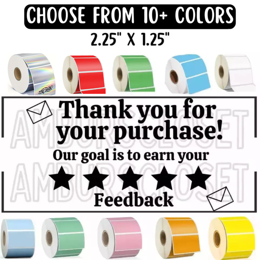 THANK YOU STICKERS 2.25″ ENVELOPE LABELS SEALS SHOP 5 Stars SCRATCH RESISTANT