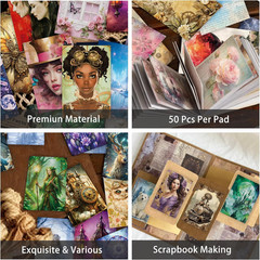 300 Pcs Washi Stickers – Vintage Aesthetic Journaling Stickers for Scrapbooking