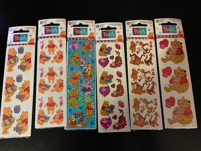 1996 1998 Sandylion Pooh Stickers: Choice of 6 stickers. Sealed New old stock