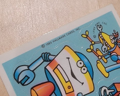 Vintage 1985 80’s Hallmark Cards Inc ROBOT Mini Sticker Sheet RARE!