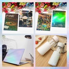 36 Sheets Holographic Laminate Sheets Clear Self Adhesive Sticker Paper | Transp