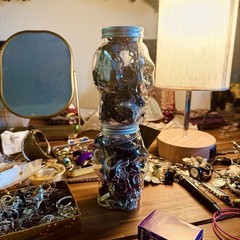 GOTH SKULL MYSTERY JAR Vintage & New Jewelry Lot Witchy Treasure Dark Academia