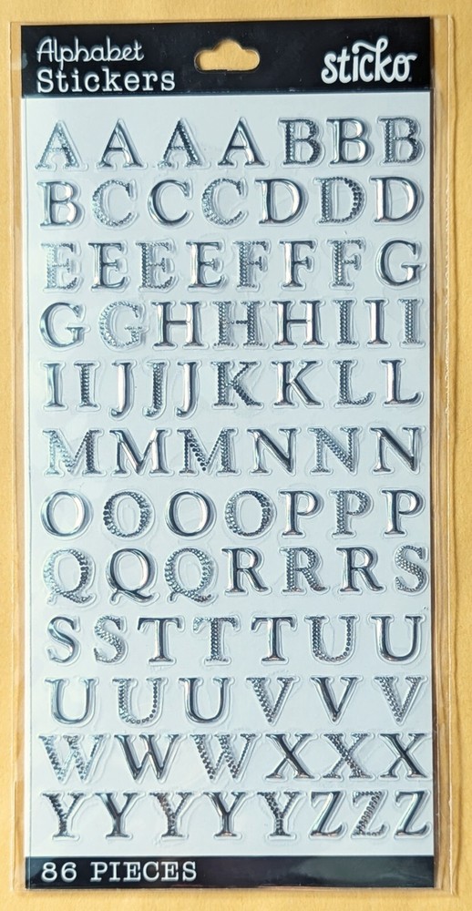 Alphabet Stickers/ Silver/ 86 pieces / Sticko