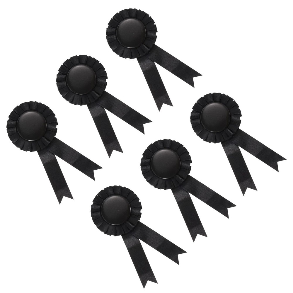 6 PCS Blank Award Ribbon Winner With Pin Recognition Competition Black Prize