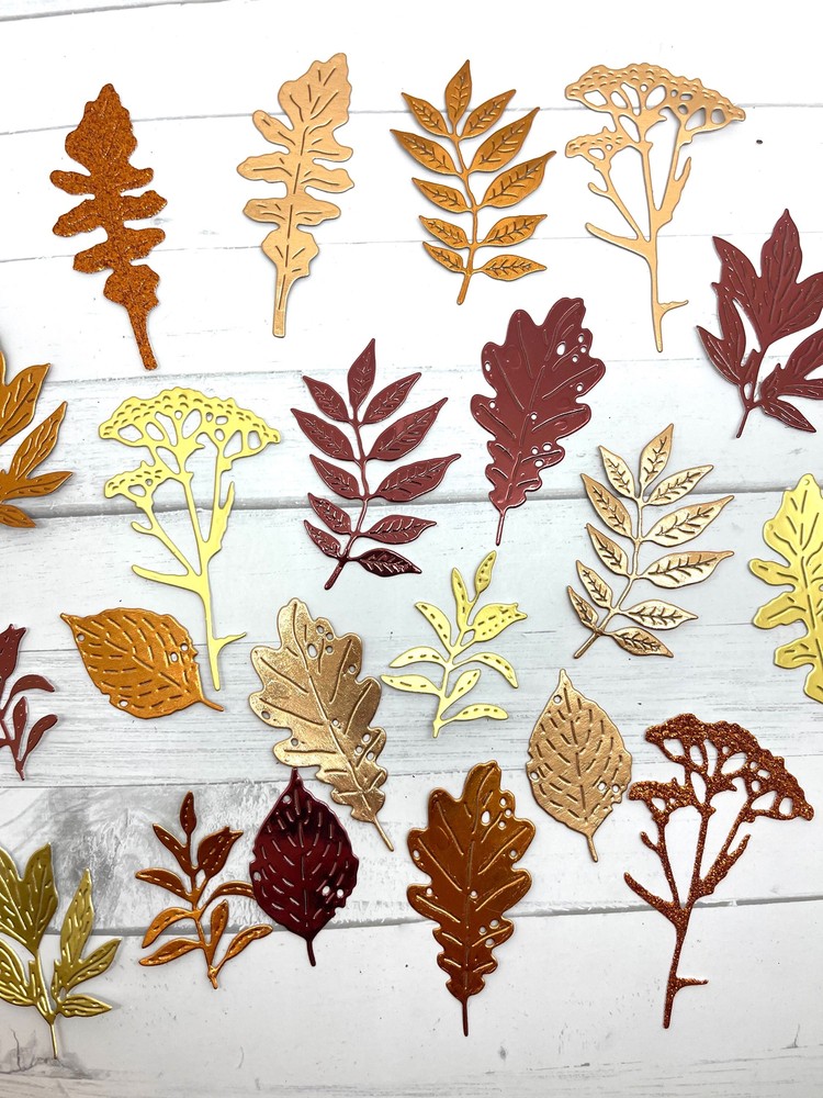 Die Cuts Leaves 14 Pieces *You Choose Color* Foil Mirror Glitter Specialty Basic