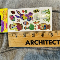 VTG Holographic Shiny Foil Gold Edged Easter Stickers 2 Packs New Old Stock