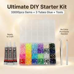 24 Mix Jelly AB Colors 3mm Rhinestones with Glue for Nail Art and Crafts