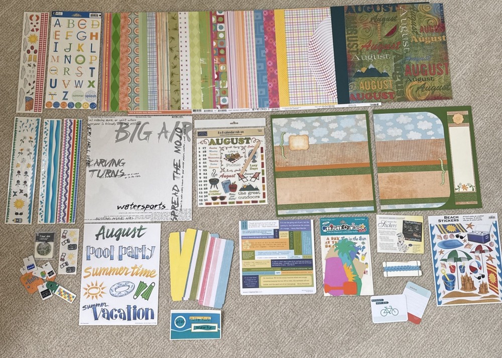 AUGUST Themed Embellishments Lot