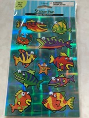 STICKER FUN GOOGLE EYES FISH MULTI-COLOR-SHAPES FISH FOIL FISH BRIGHT COLORS!