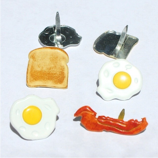 BREAKFAST SCRAPBOOKING DECORATIVE BRADS EYELET OUTLET 8 PCS