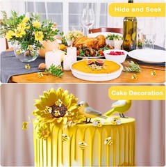 45 Pcs Tiny Resin Bees Small Plastic Bumble Bee Decor Honey 14MM, yellow