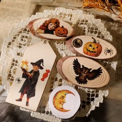Halloween 2 Small Rub On Transfers Stickers Witch Crafts for Paper Wood Fabric