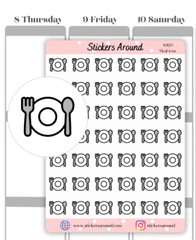 Meal Icon Planner Sticker, Meal Plan, Meal Prep Stickers, Calendar and Journal