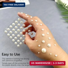 1982 Pcs Self-Adhesive Pearl Stickers, Multiple Sizes, Decorative Pearl Gems for