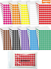 Epakh 4800 Pieces 1/2 Inch round Color Circle Dot Sticker Labels 10 Assorted Col