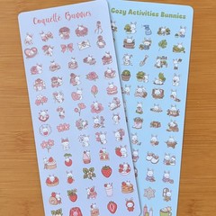 Small Kawaii Bunny Sticker Sheets Planner, Scrapbooking, Sticker Charts
