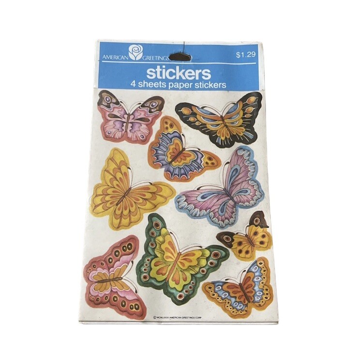 Vintage Butterfly Moth Stickers Forget Me Not Scrapbook American Greetings Y2K